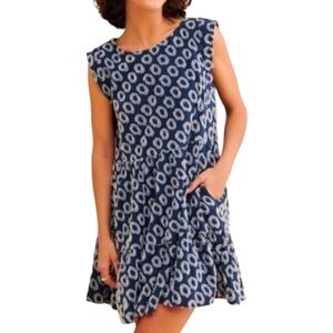 Anthropologie Maeve Lisaane Dress Mini Blue Flare Pockets